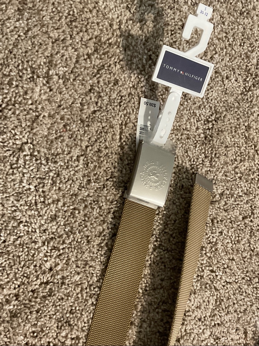 Tommy Hilfiger Mesh Belt with Brushed Silver Buckle